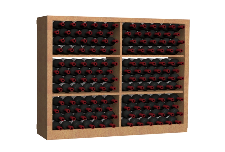 a wooden shelf filled with lots of wine bottles