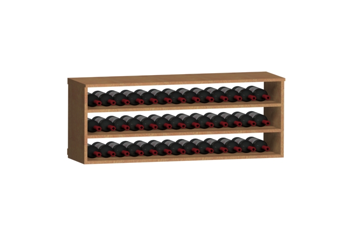 a row of wine bottles on a wooden shelf