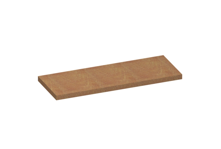 a brown rectangular piece of wood on a white background