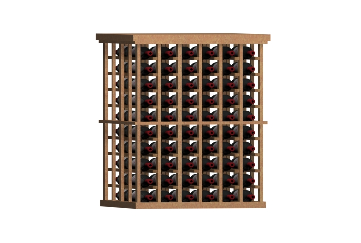 a wooden wine rack filled with bottles of wine