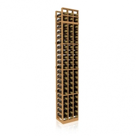 a wooden wine rack filled with many bottles of wine