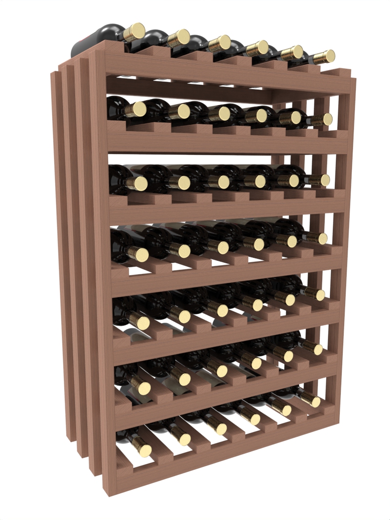 a wooden wine rack filled with bottles of wine